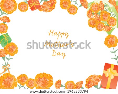 Frame illustration of orange carnation of the Mother's Day