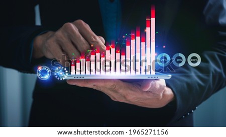 Intelligence business analytics graph dashboard with digital icon analysis diagram, growth interface key performance indicators (KPI) concept. Royalty-Free Stock Photo #1965271156