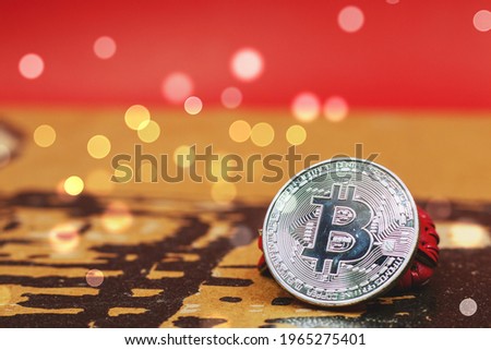 Bitcoin with bokeh effect for digital money concept