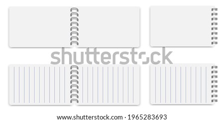 notebook mockup isolated. Realistic book cover. Book cover for paper design. Ruled notepads. Vector illustration. Stock image.