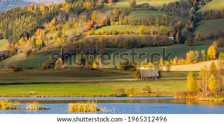 autumn pond under the mountains, Murau district,
Styria, Austria
