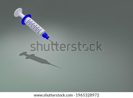 Syringe for vaccine, vaccination,flu shot. Medical equipment. Minimal concept. 3D render