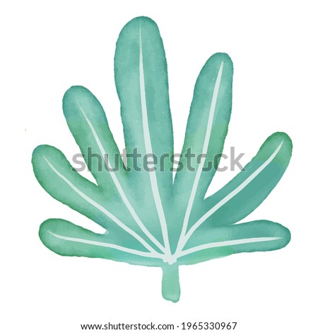 Greenery plant, exotic summer tropical leave isolated on white. Digital Watercolor hand drawn illustration banana leaf. Modern vector. For shop, stickers, postcard, fabric, t-shirt, posters, gifts