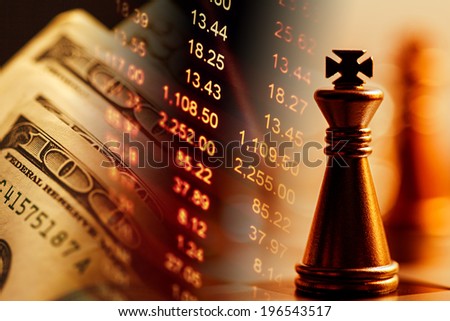 US dollars and chess. Win concept. 