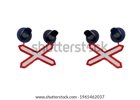 Two traffic lights isolated on white background close up