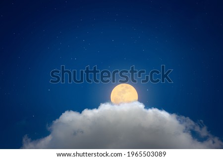 night blue sky with moon and cloud