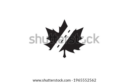 leaf maple with way road logo vector symbol icon design graphic illustration
