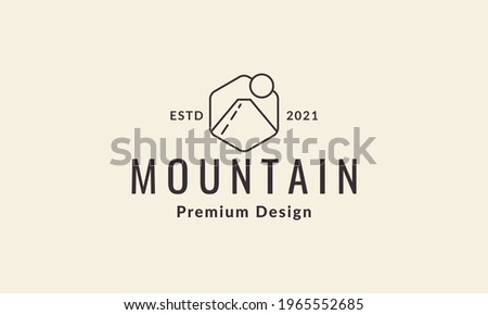 hexagon lines mountain with moon logo vector symbol icon design graphic illustration