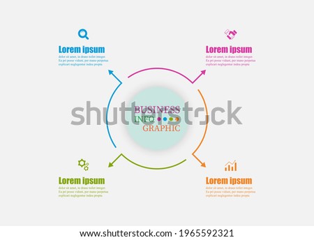 Thin line circles flat arrows for infographic 4 steps. Presentation business infographic template with diagram, graph four elements. Creative concept timeline presents infographics with 4 options. Royalty-Free Stock Photo #1965592321