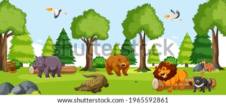 Animals Forest scenery for kid's room wallpaper 