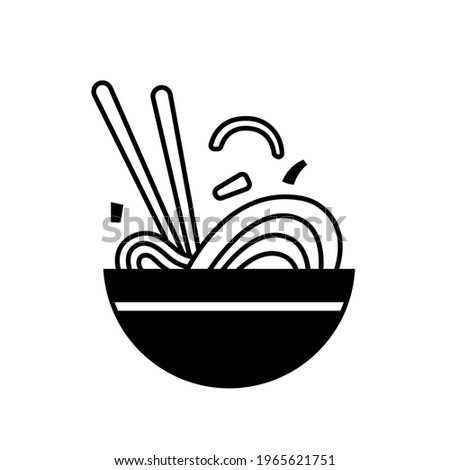 Noodle ramen vector illustration of black and white lines