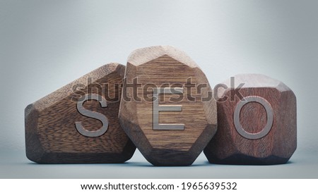 Letters SEO written on wooden irregular blocks. Search Engine Optimization concept.