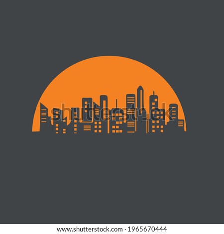 City At Sunset Time vector