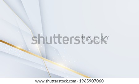 White background with golden lines. Luxury 3d realistic concept. Vector illustration for design.