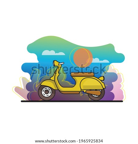 simple flat scooter vespa vector illustration