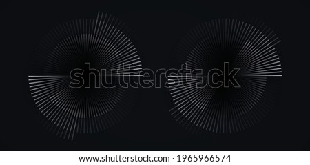 Circular spiral sound wave rhythm from lines white color on dark background. Royalty-Free Stock Photo #1965966574