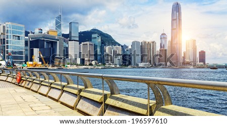 Hong Kong harbour , Wan Chai Waterfront Promenade