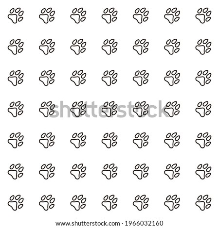 Line seamless pattern footprints of dog. Black animal tracks. Vector texture for textiles and wallpaper.