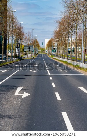 urban city street. empty highway with cityscape