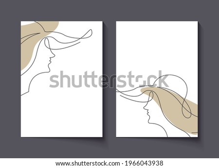 Abstract poster with minimalist face. One line drawing style.