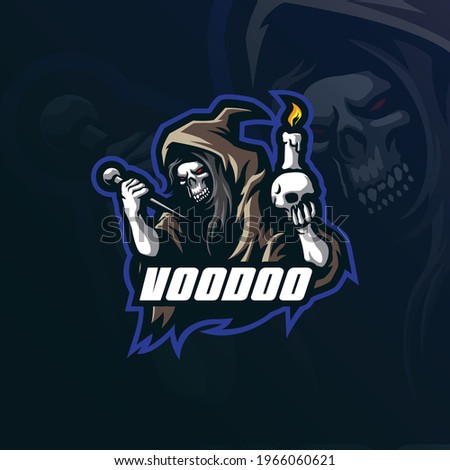 Voodoo mascot logo design vector with modern illustration concept style for badge, emblem and t shirt printing. Angry voodoo illustration.