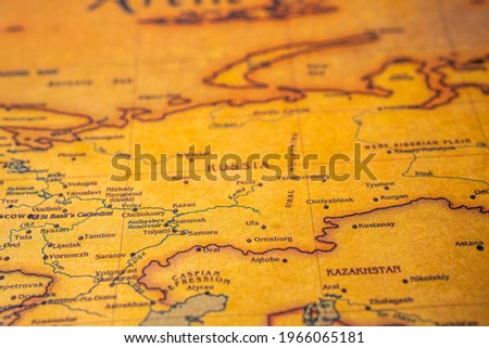 Russia on the map background