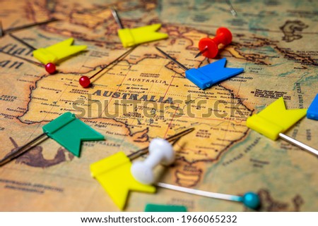 Australia on the map background