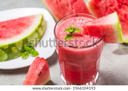 Summer drink: a cup of fresh watermelon juice
