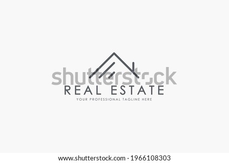 Simple Real Estate Logo. Retro Geometric Linear Style House Symbol isolated on White Background. Flat Vector Illustration Usable for Construction Architecture Building Logo Design Template Elements.
