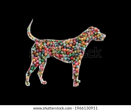 Dog Pet Animal, Beads Icon Logo Symbol Handmade Embroidery, 3d illustration