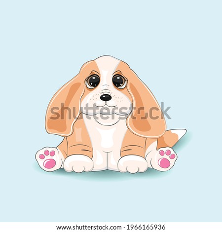 Cute cartoon Dog on a blue background. 100% vector