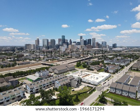 Downtown Houston skyline from Drone