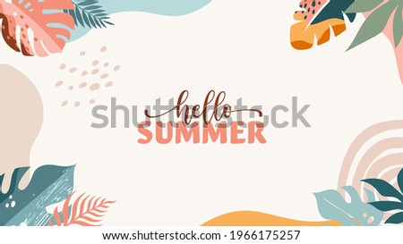 Bohemian Summer, modern summer sale background and banner design of rainbow, flamingo, pineapple, ice cream and watermelon  Royalty-Free Stock Photo #1966175257