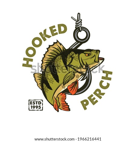 Perch and hook fishing vector illustration, perfect for tshirt design and fishing team club logo 