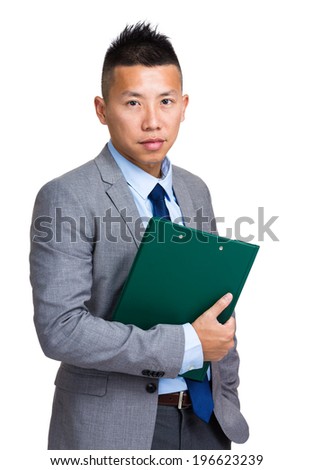 Businessman hold clipboard