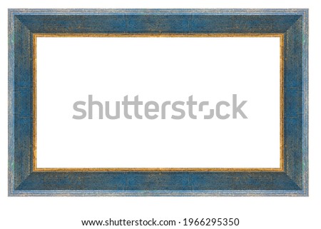 Vintage blue and golden frame isolated on a white background