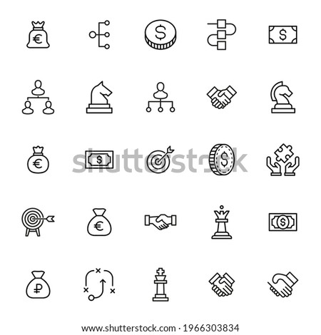 Simple set of business strategy modern thin line icons. Trendy design. Pack of stroke icons. Vector illustration isolated on a white background. Premium quality symbols.