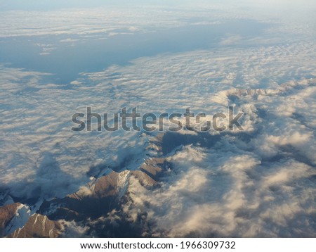 Tibetan mountains, photo from an airplane. Photo background