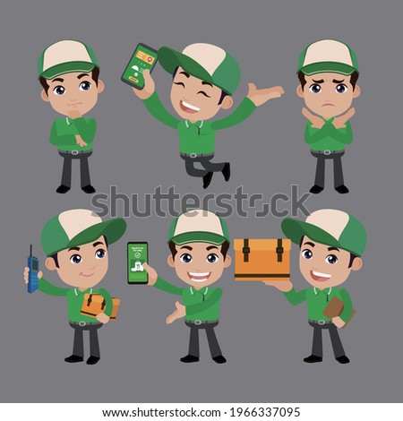 courier man with different poses