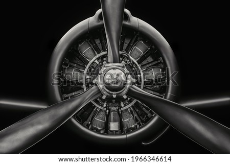low key picture of an aircraft radial engine Royalty-Free Stock Photo #1966346614