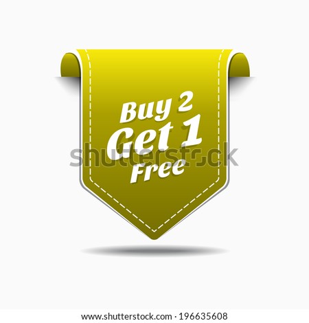 Buy 2 Get 1 Yellow Label Icon Vector Design
