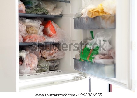 close-up frozen food home, frozen vegetable and food stocks,