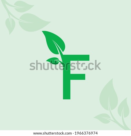 F Letter Leaf Logo Design - Vector