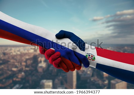 Shaking hands Russia and Dominican Republic