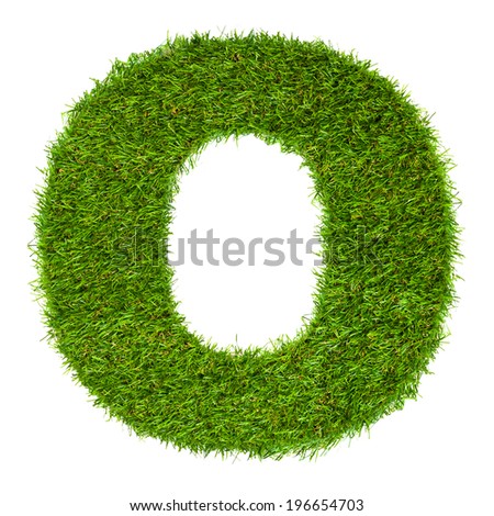 Letter O made of green grass isolated on white