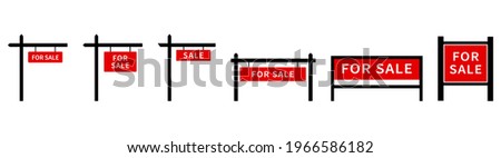 Sale real estate signs.Bilboard icons.Property for sale. Vector set on white background. 