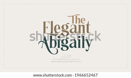 Elegant wedding alphabet letters font and number. Typography Luxury classic lettering serif fonts decorative vintage retro concept. vector illustration Royalty-Free Stock Photo #1966652467
