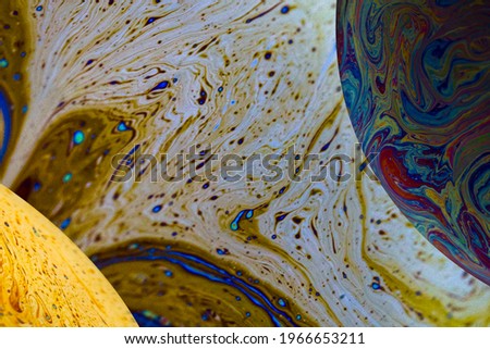 Abstract background of colorful bubbles in planets Form.