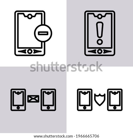 smartphone icon, handphone icon, warning icon, line icon style, suitable for use in the technology sector
