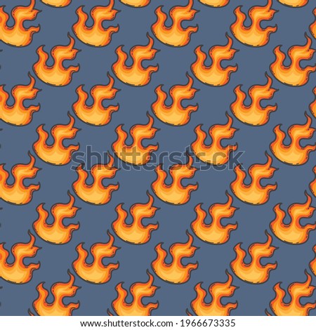 vector seamless pattern fire hand drawing doodle style abstract isolated on black background